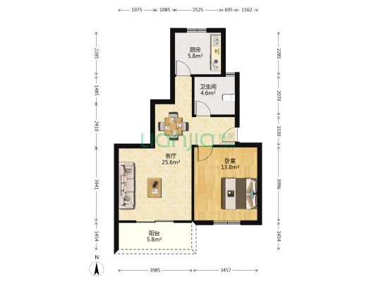新德佳苑 1室1厅1卫 64平方