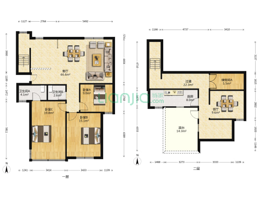 新建二弄 3室2厅2卫 107平方