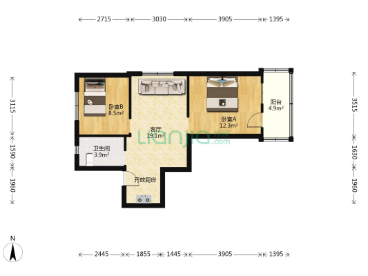 康樂小區 2室1厅1卫 69平方