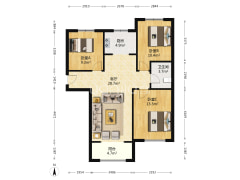K2狮子城北区 3室1厅 南 北-涿州K2狮子城北区户型图