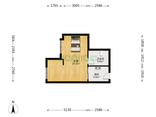 胜利街（胜利桥北商圈） 1室0厅1卫 40平方