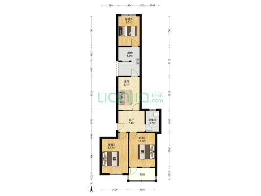 东溪街 3室2厅1卫 53平方