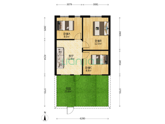 毛巾厂家属院 3室1厅0卫 63平方