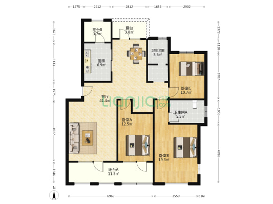 林溪湾 3室1厅2卫 132平方