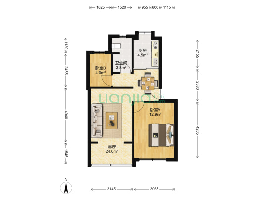 文一路91号 2室1厅1卫 63平方