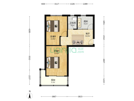 公路局材料站宿舍 2室1厅1卫 56平方