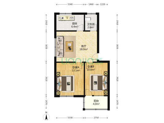 毛纺厂宿舍 2室1厅1卫 69平方