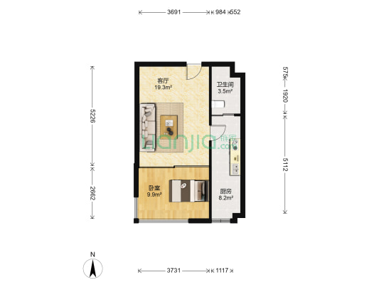 北方尚品 1室1厅1卫 61平方