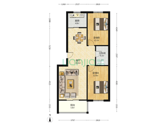 向阳苑 2室1厅1卫 89平方