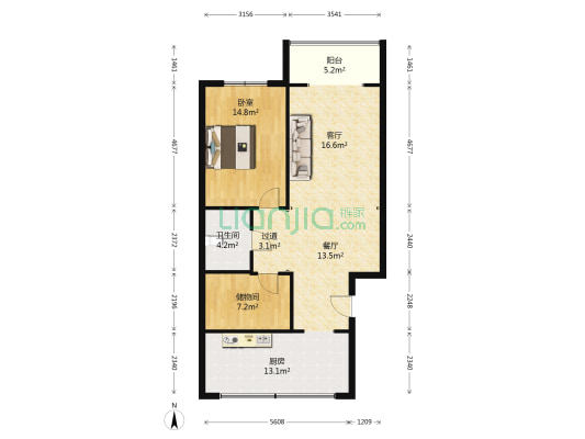 月桂园 1室2厅1卫 79平方