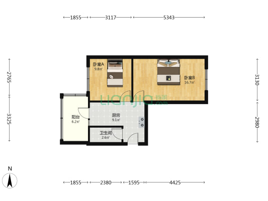 通乡街 2室0厅1卫 52平方
