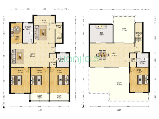 百岁苑 5室3厅3卫 213平方