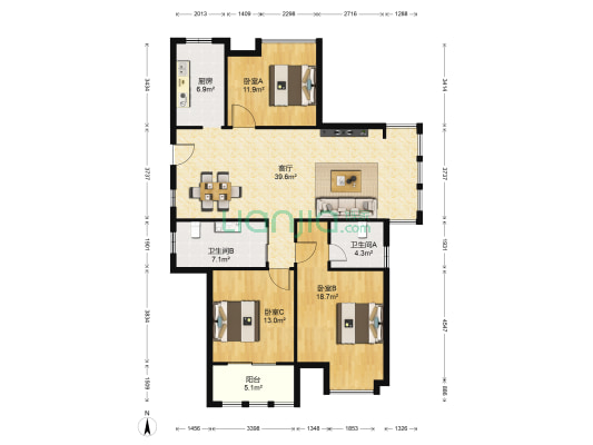 中天锦庭 3室1厅2卫 132平方