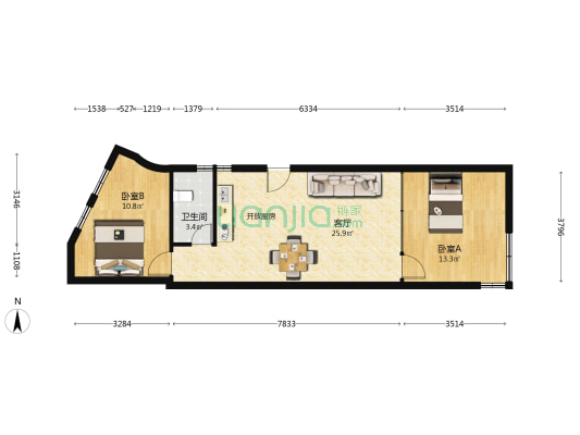 岳阳路200弄 2室1厅1卫 69平方