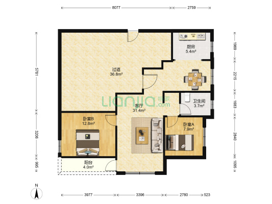 中铁春风十里 2室1厅1卫 89平方