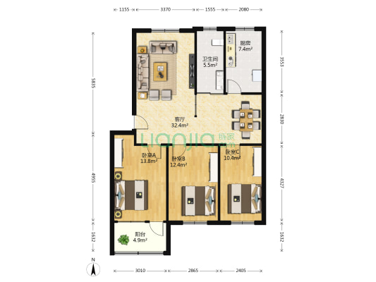 兴华小区 3室1厅1卫 110平方