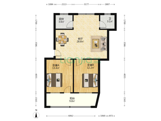 建湘路157号 2室1厅1卫 84平方