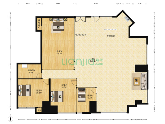 尚都国际中心 4室1厅0卫 193平方