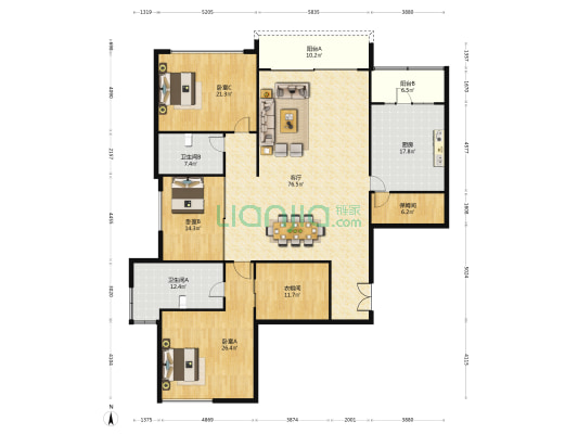 凯德茂名公馆 3室1厅2卫 259平方