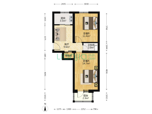 阳光家园社区 2室1厅1卫 57平方