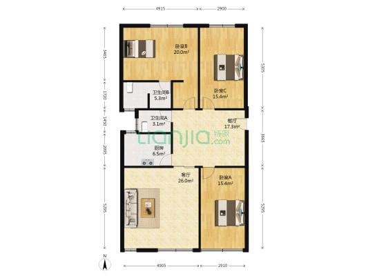 绵远街一段159号 3室2厅2卫 130平方