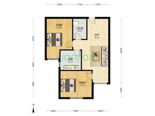 侨馨园 2室1厅1卫 89平方