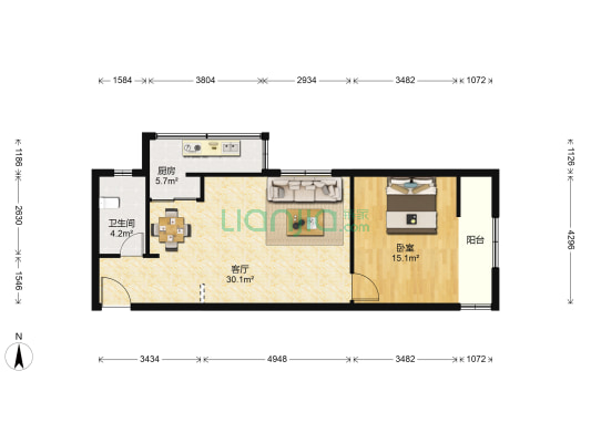御桥花园 1室1厅1卫 81平方