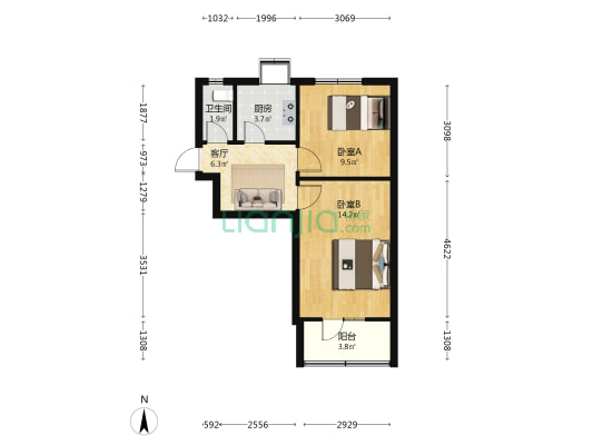 工行楼 2室1厅1卫 47平方