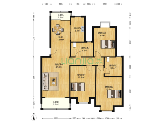 绿色时光花园东区 1室0厅0卫 138平方