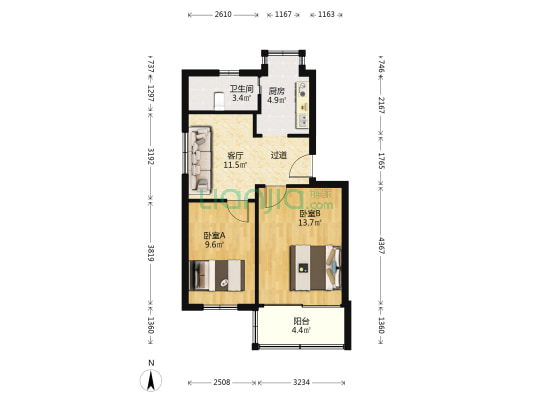 宝善路123号小区 2室1厅1卫 57平方
