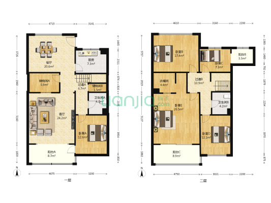 世纪城沁春苑 5室2厅2卫 225平方