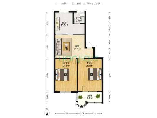 安康小区(通州区) 2室1厅1卫 77平方
