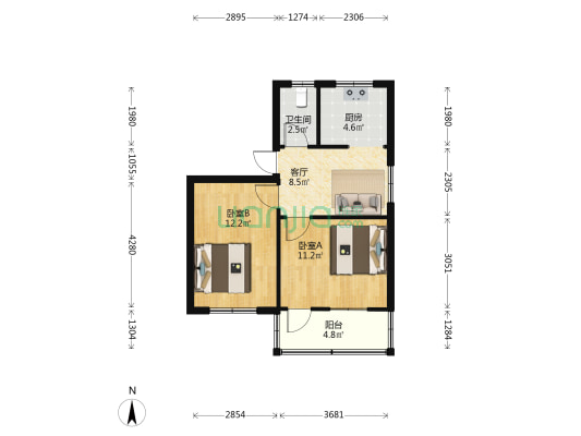 十中家属院 2室1厅1卫 54平方