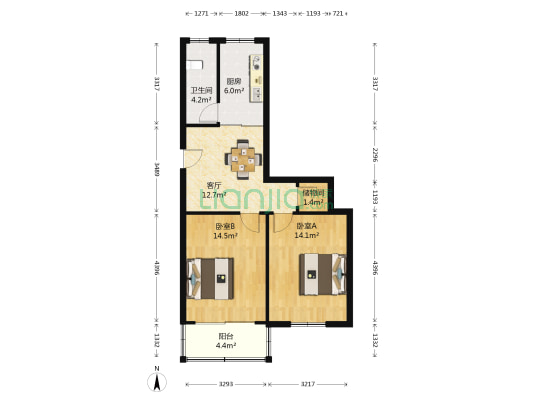 上里东新村 2室1厅1卫 71平方