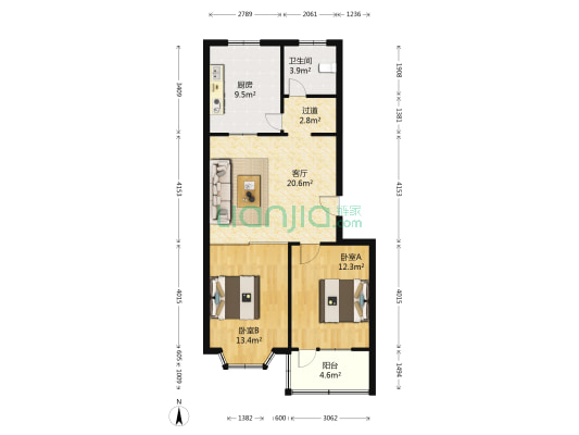 锦绣苑 2室1厅1卫 86平方