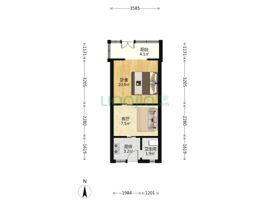 民意广场 1室1厅1卫 37平方