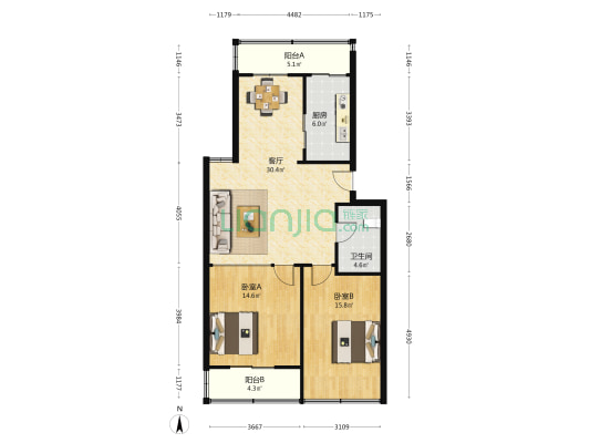 兰海小区（东区） 2室1厅1卫 99平方
