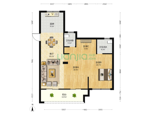 锦澜越府 3室1厅2卫 115平方