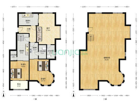 广和楼 2室1厅3卫 200平方