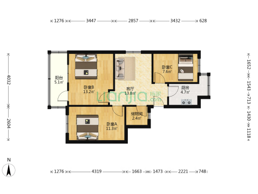 新圃西街148号院 3室1厅0卫 71平方