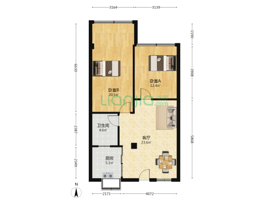 12中教师宿舍 2室1厅1卫 90平方