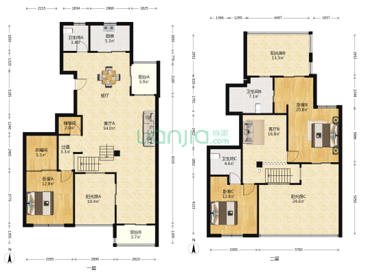 景上公寓 3室2厅3卫 202平方