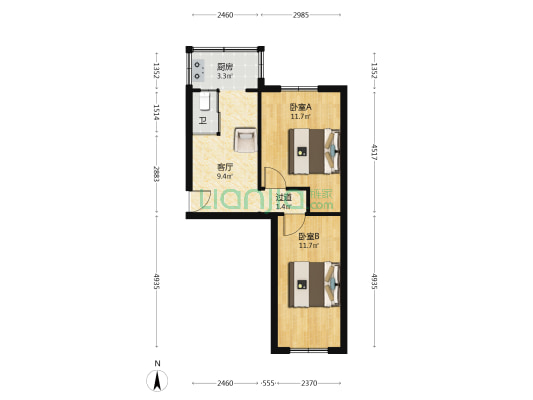 五七里小区 2室1厅1卫 47平方