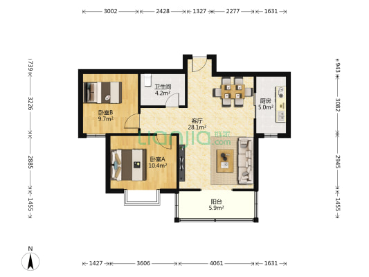 路政馨苑 2室1厅1卫 81平方