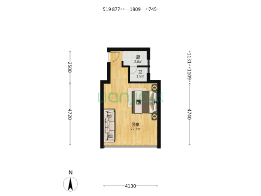 帝景臺 1室0厅1卫 41平方