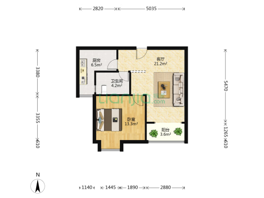 盐湖新居 1室1厅1卫 66平方