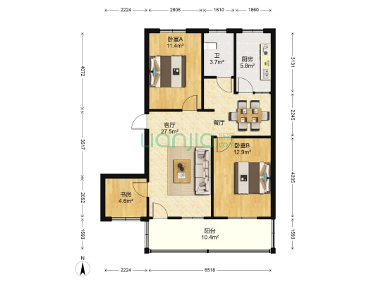 凤凰路25号 3室1厅1卫 94平方