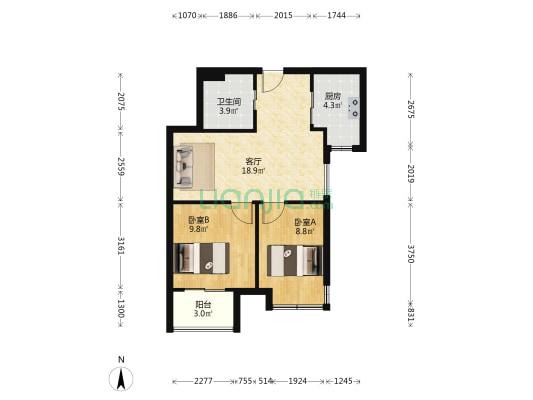 豪森·海天映月 2室1厅1卫 65平方