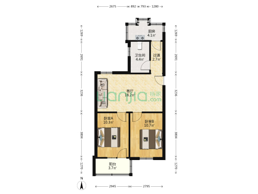 光明苑北区 2室1厅1卫 63平方