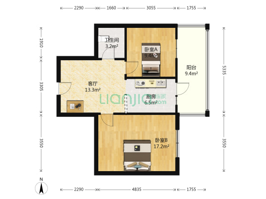 三棵家园 2室1厅1卫 71平方